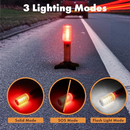 Twinkle Star Emergency Roadside Flares Kit LED Safety Strobe Road Warning Light Highway Beacon Alert Flare with Magnetic Base, Detachable Stand, Solid Storage Case (Set of 2) New - color: Red, size: 2 Sets