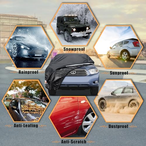 Toyota Car Cover Custom Fit for Toyota Highlander, Waterproof Car Cover for Automobiles All Weather, Lightweight Full Exterior Cover Outdoor Sun Rain Dust Snow Wind Protection. - size: Custom Fit Toyota Highlander