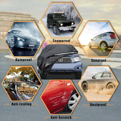 Toyota Car Cover Custom Fit for Toyota Highlander, Waterproof Car Cover for Automobiles All Weather, Lightweight Full Exterior Cover Outdoor Sun Rain Dust Snow Wind Protection. - size: Custom Fit Toyota Highlander