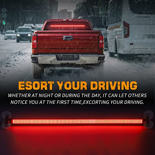 XRIDONSEN 35 inch Traffic Advisor Light Bar 144 LED Red Emergency Lights Warning Flashing Safety Front/Rear Windshield strobe Lights w/Controller for Police Firefighter Vehicles Trucks - color: Red