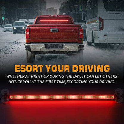 XRIDONSEN 35 inch Traffic Advisor Light Bar 144 LED Red Emergency Lights Warning Flashing Safety Front/Rear Windshield strobe Lights w/Controller for Police Firefighter Vehicles Trucks - color: Red