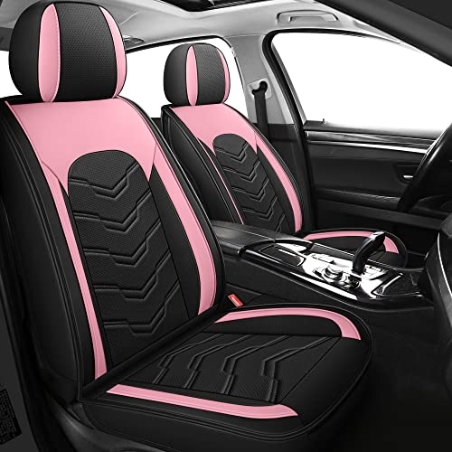 AOOG Leather Car Seat Covers Universal fit Most Sedans SUV Trucks (Front seat, Pink) - color: PINK&BLACK, size: FRONT PAIR