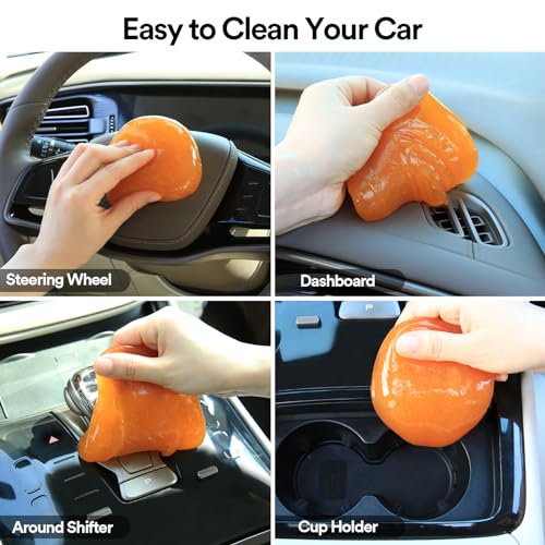 PULIDIKI Car Cleaning Gel for Car Cleaning Putty Car Putty Auto Detailing Tools Car Slime Cleaner Dust Cleaning Gel for Car Interior Cleaner Car Accessories Keyboard Cleaner Orange, 4 Pack (160g Each) - size: Orange 4 Jars (640g total)