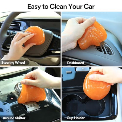 PULIDIKI Car Cleaning Gel for Car Cleaning Putty Car Putty Auto Detailing Tools Car Slime Cleaner Dust Cleaning Gel for Car Interior Cleaner Car Accessories Keyboard Cleaner Orange, 4 Pack (160g Each) - size: Orange 4 Jars (640g total)