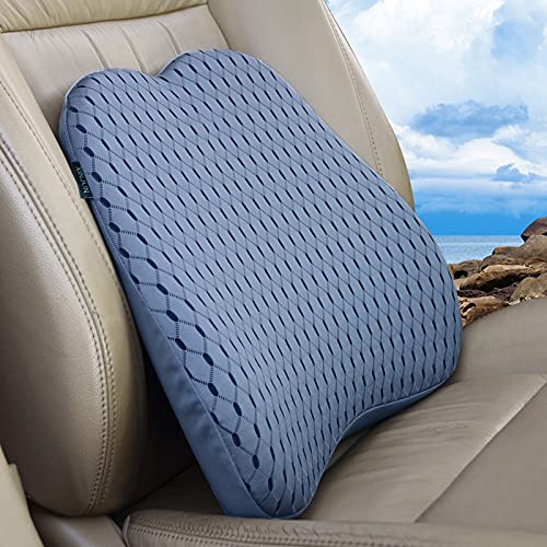 Memory Foam car Lumbar Support Pillow - Memory Foam Back Cushion - Used for car Seats, Office Chairs, recliners, Sofas, etc. (Gray) - color: Gray