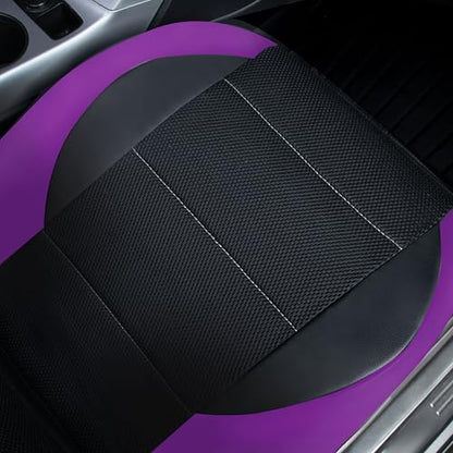 CAR PASS Leather Seat Covers, Breathable Universal Car Seat Cover Full Set for Cute Women Girly,Super 5mm Composite Sponge Inside,Airbag Compatible fits Most Auto,SUVs,Trucks,Vans(Black&Purple) - color: Black&Purple, size: Full Set