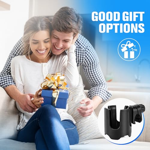 Universal Stroller Cup Holder, 360° Rotation Large Caliber Adjustable Cup Holder for Walker, Wheelchair, Bike, Scooter, Fits Most Cup, Black