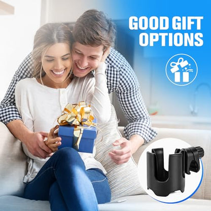 Universal Stroller Cup Holder, 360° Rotation Large Caliber Adjustable Cup Holder for Walker, Wheelchair, Bike, Scooter, Fits Most Cup, Black