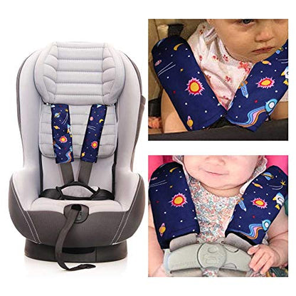 DILIMI Space Carseat Belt Cover for Baby Soft Comfort Seat Belt Cushion for Kids Cute Cartoon Pattern Car Seat Belt Pads Cover (2 Packs) - color: Space