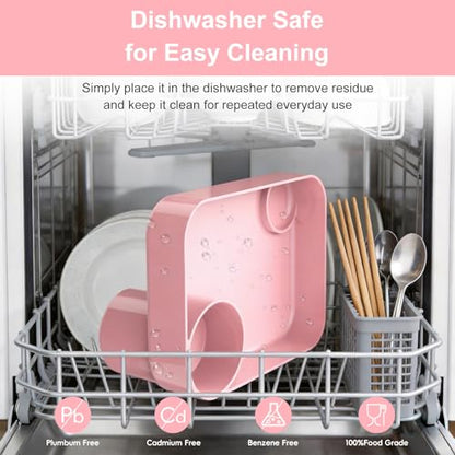 Car Seat Snack Tray for Kids, Mess-Free Square Travel Tray Cup Holder Snack Tray, Durable Car Food Tray for Toddlers, Universal Fit Kids Travel Road Trip Essentials (Pink) - color: pink