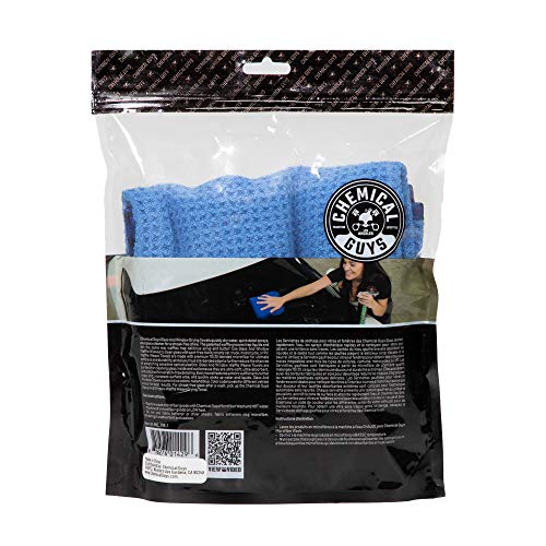 Chemical Guys Waffle Weave Glass and Microfiber Towel Blue 24"x 16" (Pack of 2) - color: Blue, size: 24"x 16" (Pack of 2)