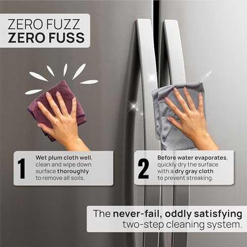 Claro Stainless Steel Cleaner Cloth 8-Pack – Microfiber Cleaning Cloths for Appliances, Sinks & Fridge | Lint-Free Streak-Free Stainless Reusable Alternative to Chemical Cleaners - style: Stainless Steel Cleaning Pack