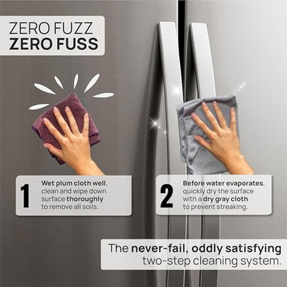 Claro Stainless Steel Cleaner Cloth 8-Pack – Microfiber Cleaning Cloths for Appliances, Sinks & Fridge | Lint-Free Streak-Free Stainless Reusable Alternative to Chemical Cleaners - style: Stainless Steel Cleaning Pack