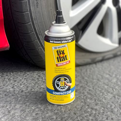 Fix-A-Flat S60410-6PK Aerosol Emergency Flat Tire Repair and Inflator, for Compact Tires, Eco-Friendly Formula, Universal Fit for All Compact Cars, 12 oz. (Pack of 6) - size: 12oz 6pk