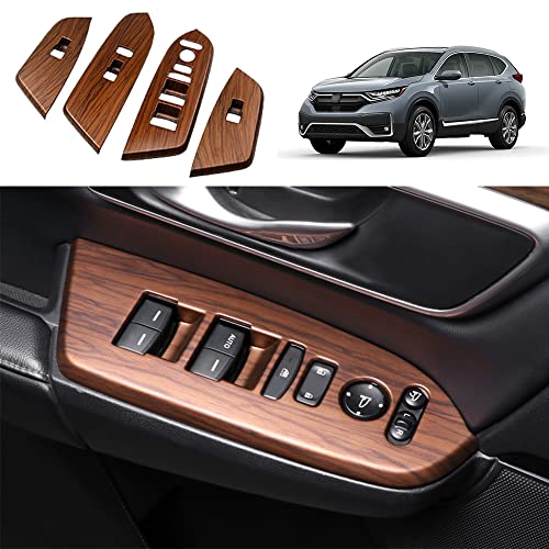 for Honda CRV 2017-2022 ABS Peach Wood Grain Inner Window Switch Panel Cover Trim for Honda CRV CR-V 2017 2018 2019 2020 2021 2022 LX EX Interior Accessories(Without Rear Seat Heating Buttons) - color: Window Switch Panel