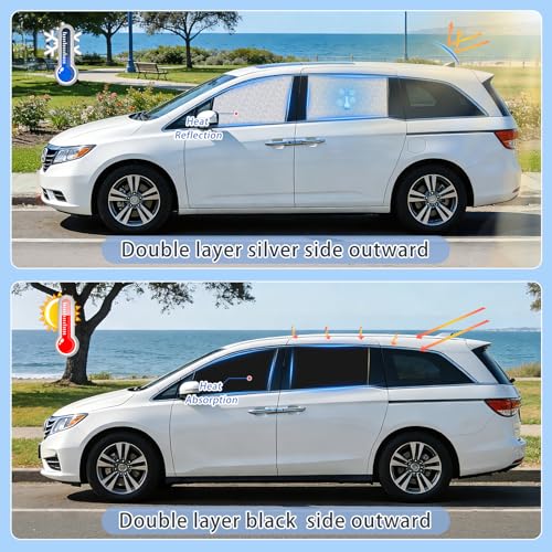 ZATOOTO Car Window Shades for Honda Odyssey 2020-2024, 4 Pcs Magnetic Car Window Covers, 100% UV Protection Foldable Privacy Curtains Side Window Sun Shade for Baby Breastfeeding Sleeping Camping - color: Honda Odyssey(20-24)