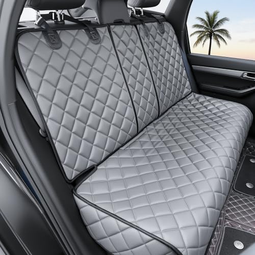 Dog Car Seat Cover for Back Seat, Waterproof Back Seat Covers for Dogs, PU Leather Nonslip Bench Car Seat Protector Universal Fit for Most Vehicles,SUVs,Small Trucks (Grey, Standard) - color: Grey, size: Standard Back Seat Cover