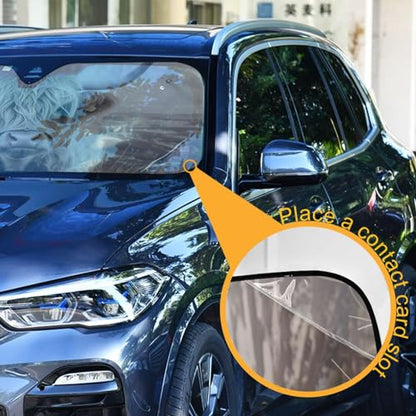 Windshield Sun Shade Highland Cattle Cow Mountain Front Window Block UV Shades Visor Reflective Retractable for Car SUV Trucks - color: F008