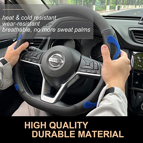 PINCTROT D Shaped Comfy Grip Steering Wheel Cover, Anti-Slip Design, Flat Bottom 14.5-15 Inch(Silicone Blue) - color: 3.Blue, size: D Shaped/Flat Bottom[14 1/2''-15'']