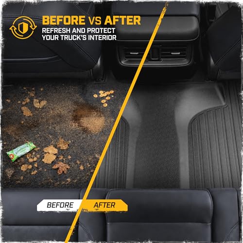 CAT® JustFit™ 3D Custom Fit Bench Floor Mat for 2019-2026 Chevrolet Silverado 1500/GMC Sierra 1500 & 2020-2026 Chevy Silverado/GMC Sierra 2500HD/3500HD Crew Cab Rear Floor Liner Laser Measured - style: Chevy Silverado (2019–2026) / GMC Sierra (2020–2026)