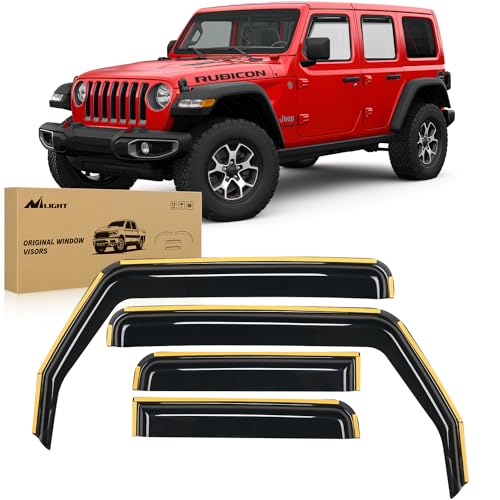 Nilight Window Visor Compatible with Jeep Wrangler JL/Gladiator 2018 2019 2020 2021 2022 2023 2024 2025 2026 Vent Window Deflectors,Rain Guards Acrylic-4pcs - size: Wrangler Jl 2018-2026