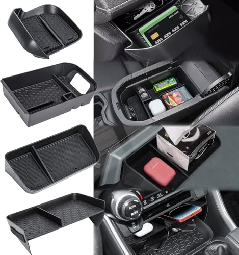 4PCS Center Console Organizer Compatible with 2019-2025 Toyota RAV4 Driver's Drawer Box Insert Secondary Storage Box, Dash Storage Tray Accessories(Not for New 10.5'' Multimedia Display) - color: 4PCS Center Console Tray