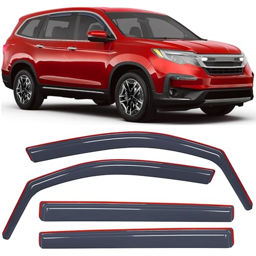 Nilight in-Channel Window Visors for Honda Pilot 2016-2022, Not Fit for Touring/Elite/Black Edition, Side Window Deflectors Rain Guards for Cars, Sleek Low Profile Design, Light Smoky Blue, 4PCS - color: Honda Pilot 2016-2022