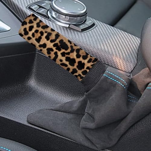 Handbrake and Gear Shift Knob Cover 2 Piece Automobile Hand Brake Cover Car Interior Accessories - color: Leopard Print