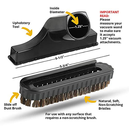 Vacuum Upholstery Brush Tool with Detachable Brush Compatible with 1.25” Vacuum Attachments Compatible with Shop Vac, Bissell, Nutone, Eureka, Beam and other Central Vacuums - color: Upholstery Brush