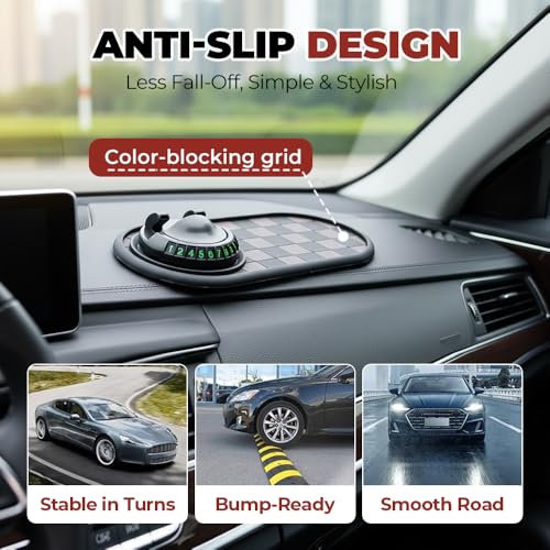 Multifunctional Car Anti-Slip Mat with 360° Rotating Phone Holder & Temporary Parking Number, Anti Slip Mat for Car Dashboard, Multi Functional Cell Phone Holder for Sunglasses Keys Small Items (#C) - color: #C