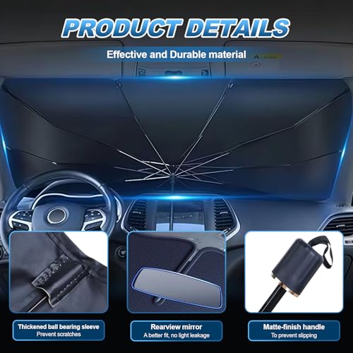 Car Windshield Sun Shade Umbrella,52" x 28" Sun Visor for Car Windshield,Foldable UV Protector & Heat Block Reflector,Full-Coverage Front Window Sunshade Umbrella Shield for Outdoor & Daily Use (M) - size: M