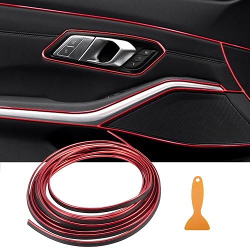 TOMALL Car Interior Moulding Strip Car Decorative Filler Insert Strips 10M(32ft) Flexible Electroplating Decoration Styling Dashboard Accessories with Installing Tool (Red) - color: Car Trim Strip 10M-Red