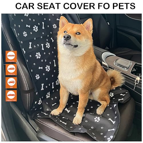 Dog Car Seat Cover for Back Seat，Back Seat Pet Cover for Daily Life, Convenience Waterproof & Nonslip Seat Covers for Pet (Black - Footprint) - color: Black - Footprint
