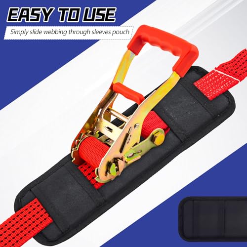 Seenelling 4 Pack Tie Down Strap Protector Sleeve Universal Protective Sleeves for Ratchet Straps Protective Strap Protector, Preventing Damage to Boat Trailers Kayaks Yacht Trucks, 4 x 12''(Black) - color: Black