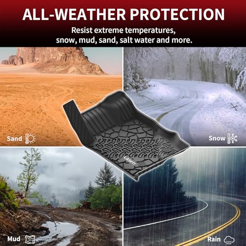 LASFIT Floor Mats & Cargo Liner for Ford Bronco 4-Door Carpet Floor Only 2026 2025 2024 2023 2022 2021 All Weather TPE SUV Trunk Mat Custom Fit Cargo Area Mat, 1st+2nd Row+Trunk Liner Full Set - style: 4) Bronco 4-door| 21-25 | Combo Set Carpet Floor
