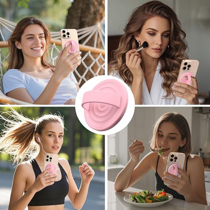 Magnetic Phone Grip Ring Holder, Liquid Silicone Magnet Cell Phone Grip Finger Loop, Compatible with Magsafe, Back of Phone for iPhone 17/16/15/14/13/12 Series, Pink - color: Pink