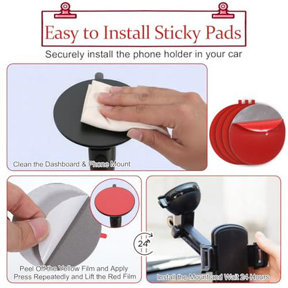 Dash Cam Adhesive 4pcs Heat Rresistant Adhesive Sticky Pads for Car Phone Mount Double Sided Adhesive-Pads for Car Windshield Dashboard Cellphone Mount GPS EZ Pass
