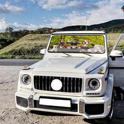 Dogs Car Windshield Sun Shade Umbrella Foldable Sunshade for Front Window Universal Accessory Blocks Uv Rays Keeps Car Cool - color: Dogs