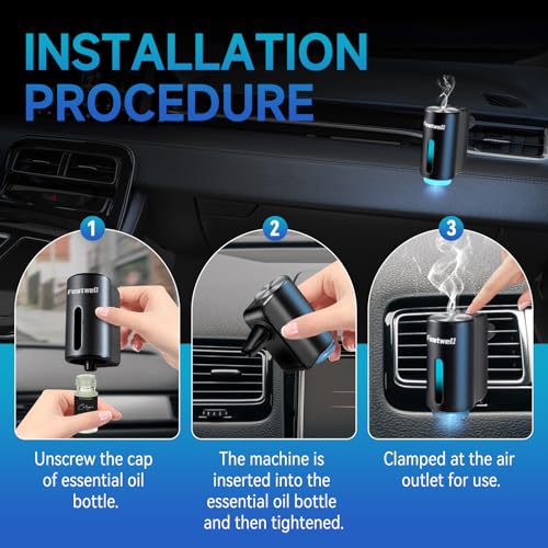 Featwell Car Air Freshener, Air Freshener Diffuser Three Adjustable Modes, Aromatherapy Machine Rechargeable (Black) - color: Black