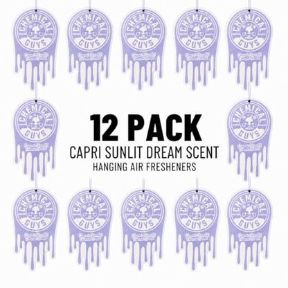 Chemical Guys Hanging Car Air Freshener 12-Pack, Capri Sunlit Dream Coastal Citrus & Soft Floral Fragrance, Rearview Mirror Paper Fresheners for Cars, Trucks, SUVs, RVs & Boats