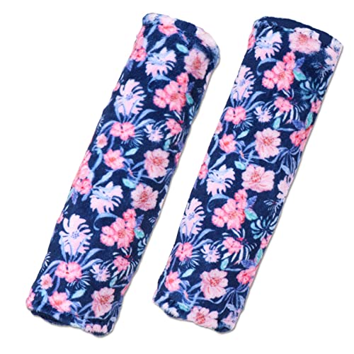 Baby Car Seat Belt Covers, Floral Stroller Seat Strap Covers, Car Seat Straps Shoulder Pads for Girls Boys, Minky Seat Belt Protectors for Car Seats/Pushchair, for Kids Newborn Infants Toddlers - color: Dark Flower