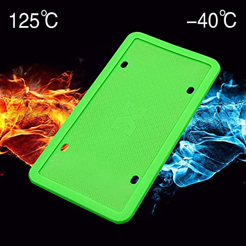 XCLPF Silicone Green License Plate Frame Covers 2 Pack- Front and Back Car Plate Bracket Holders. Rust-Proof, Rattle-Proof, Weather-Proof (Green) - color: Green