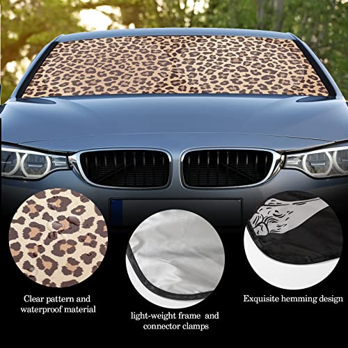 Windshield Sun Shade Foldable Car Front Window Covers for Car Accessories Sun Heat UV Rays Visor Protector Protection for Universal Cars SUV Truck(Nice Leopard) - style: Nice Leopard