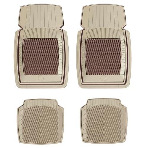PantsSaver New Generation Car Mats – All-Weather, Heavy Duty, Waterproof, Anti-Slip Rubber Floor Liners for Cars, Trucks, SUVs, Minivans & More 4 Piece Set, Tan - color: Tan