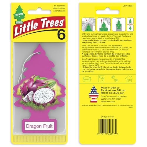 LITTLE TREES Car Air Freshener | Hanging Tree Provides Long Lasting Scent for Auto and Home | 24 Air Fresheners |Dragon Fruit - color: Dragon Fruit