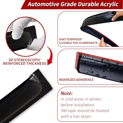 4PC Rain Guards for 06-12 Ford Fusion Window Visors for 07-13 Lincoln MKZ 06-10 Mercury Milan Deflectors Sun Shades Vent Tape On Out Channel - size: 06-12 Ford Fusion & 06-10 Mercury Milan