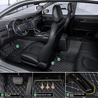 Customized Personalized Car Mats - All Weather Men's and Women's Floor mats Suitable for 99% of vehiclesPads Protection Non-Slip Leather Floor Liners (Black) - color: black 3D