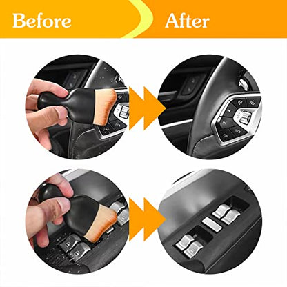 AOCISKA Car Interior Detailing Brush,Soft Bristle Cleaning Brush Car Detailing Brush Dusting Brush,Car Interior Cleaning Tool,Auto Detail Brush Car Dash Duster Brush (Black&Brown) - color: Black&brown