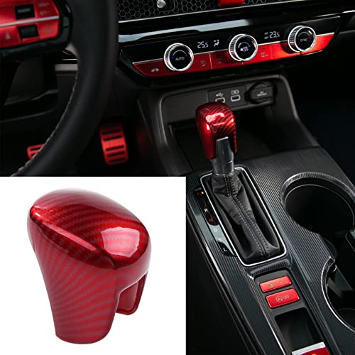 Thenice Gear Shift Knob Cover Automatic Transmission CVT Boots Change Lever Stick Decoration Compatible with Honda Civic 2022-2026, CRV/HR-V 2023-2026, Accord 2018-2026 -Red Carbon Fiber - color: Red Carbon Fiber