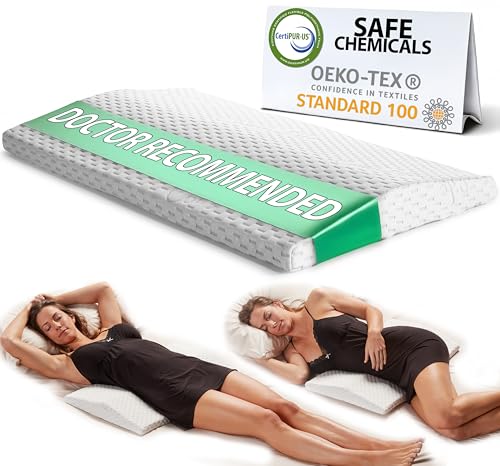 ComfiLife Lumbar Support Pillow for Sleeping Memory Foam Pillow for Back Pain Relief - Side, Back and Stomach Sleepers- Triangle Wedge Pillow - Bed Rest Pillow - Medium-Soft (White, Standard)